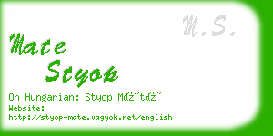 mate styop business card